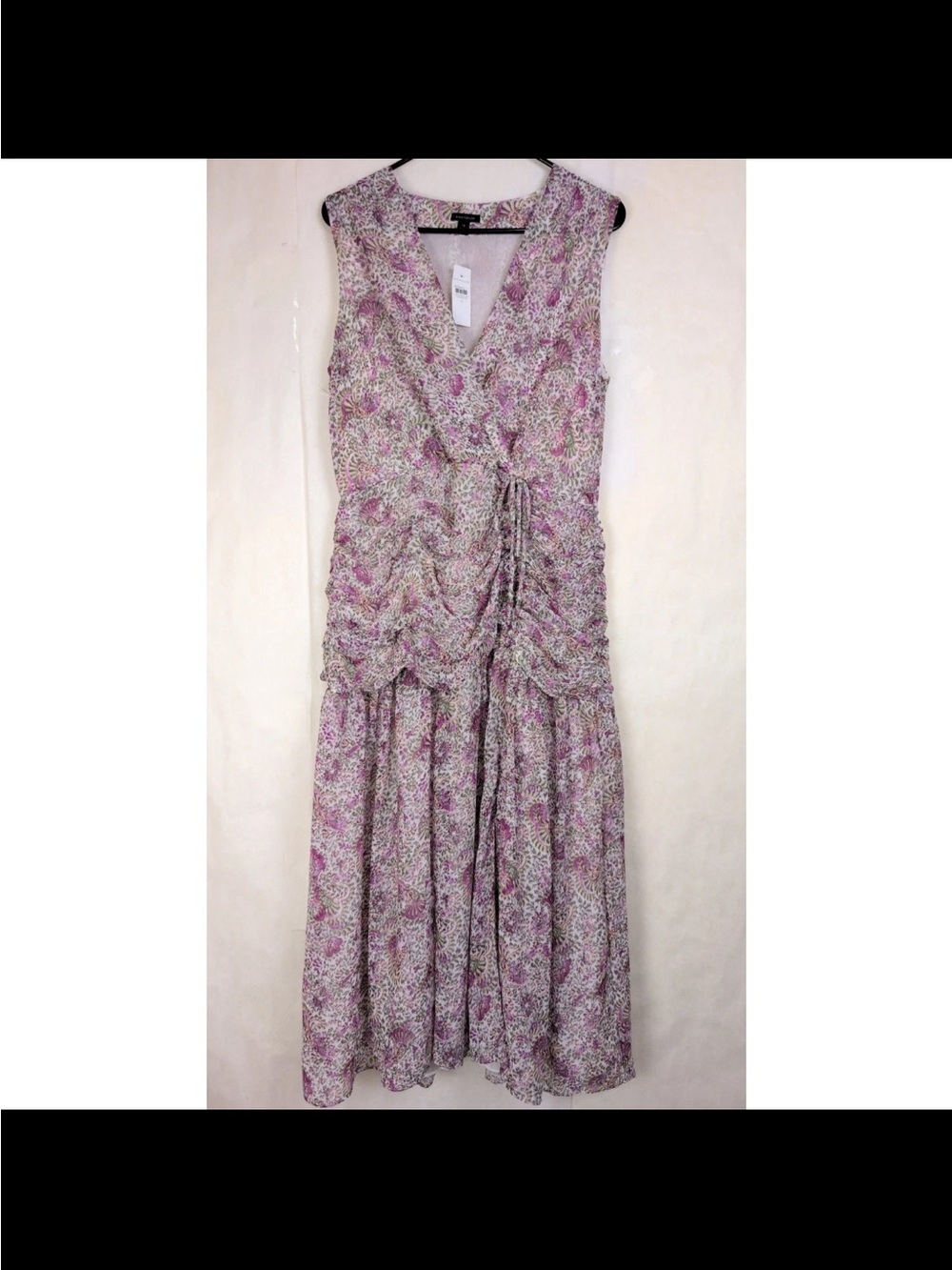 Ann Taylor Purple on white Floral Sleeveless Midi Wrap Illusion Dress NWT - Picture 4 of 4